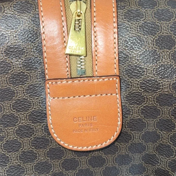 CELINE Macadam Pattern BostonTravel Duffle Bag Leather PVC Brown +Lock AUTHENTIC - Picture 16 of 16